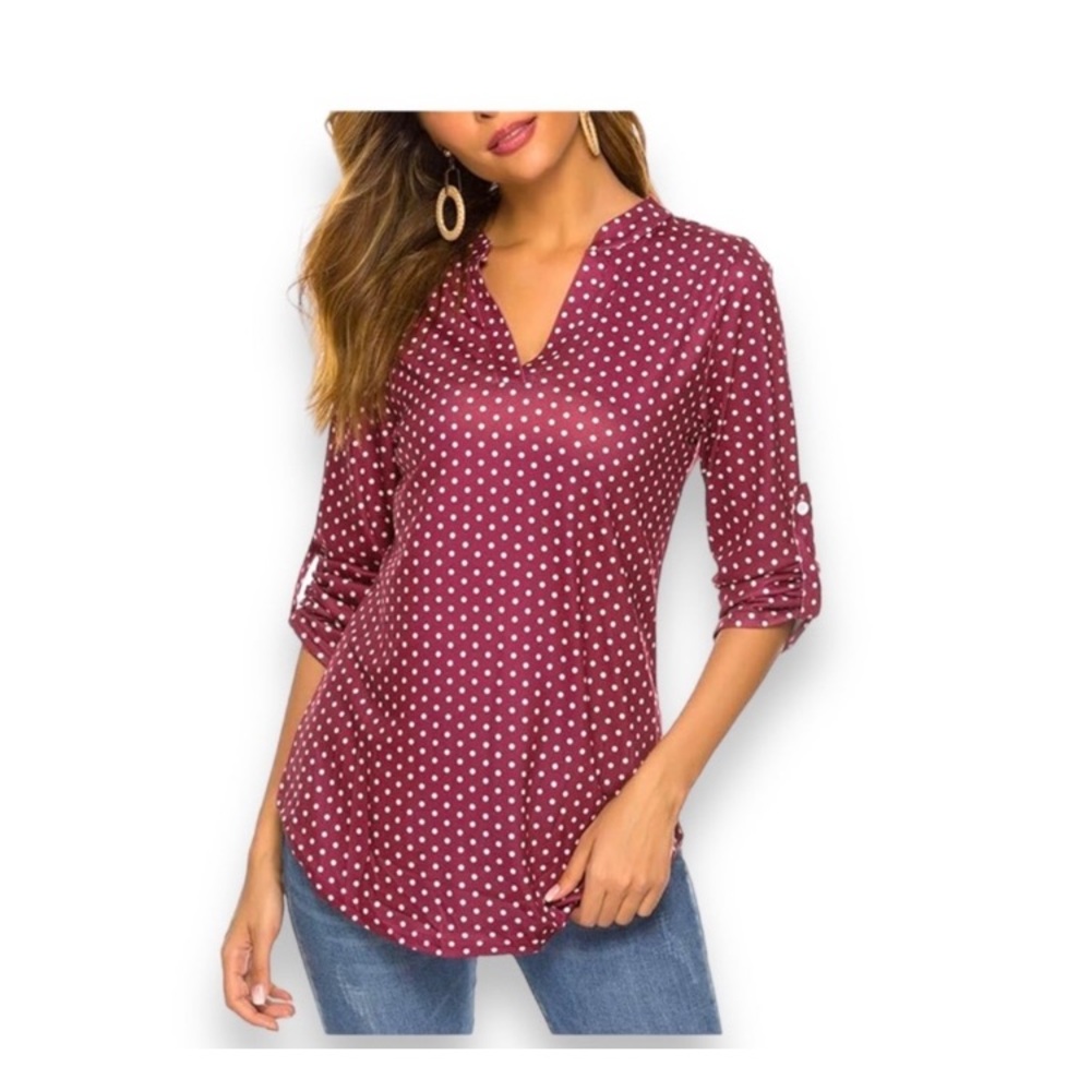Halife Burgundy Polka Dot Top